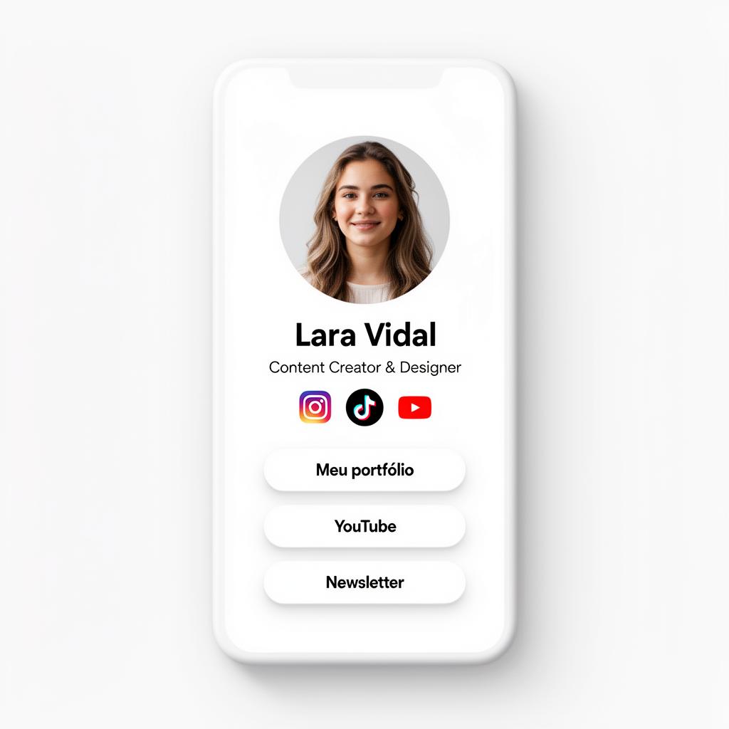 Prévia do template Creator Minimal com perfil e links organizados